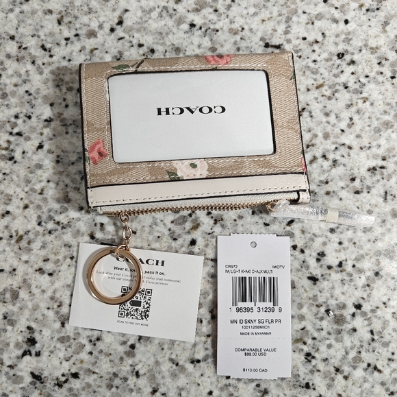 Coach Mini Skinny Id Case In Signature Canvas With Floral Print - Picture 7 of 7